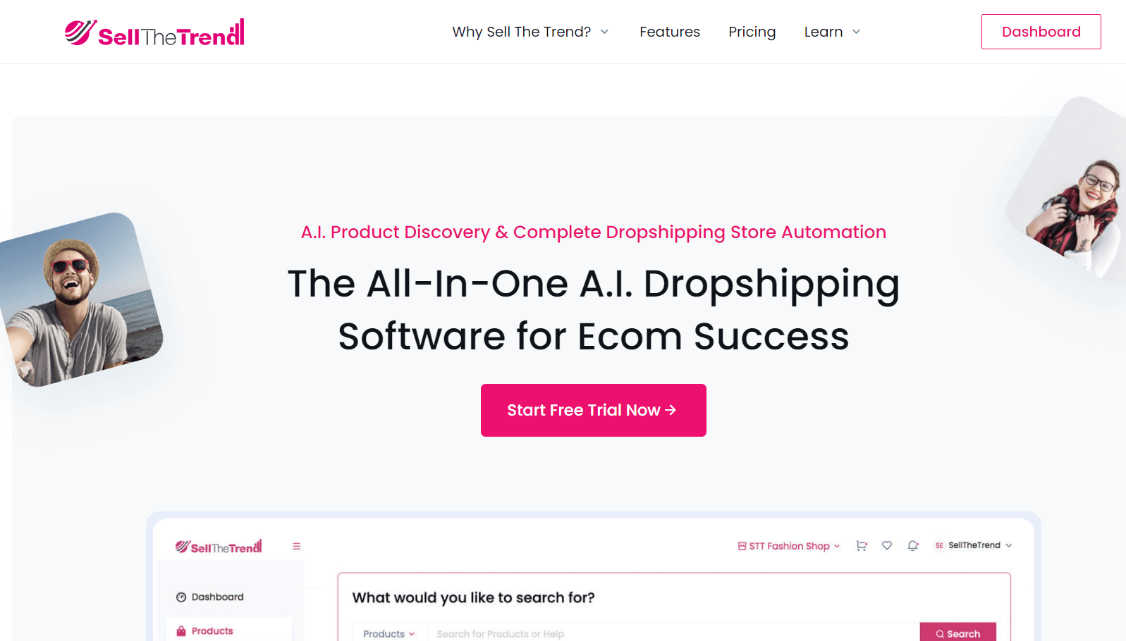 Sell The Trend AI powered dropshipping home page