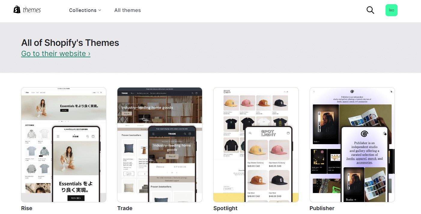 Shopify themes library