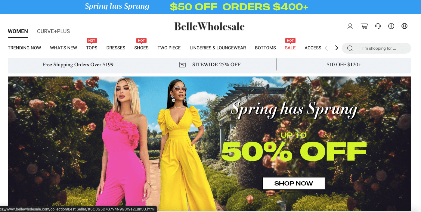 BelleWholesale provides a huge catalog of trendy clothing at affordable prices