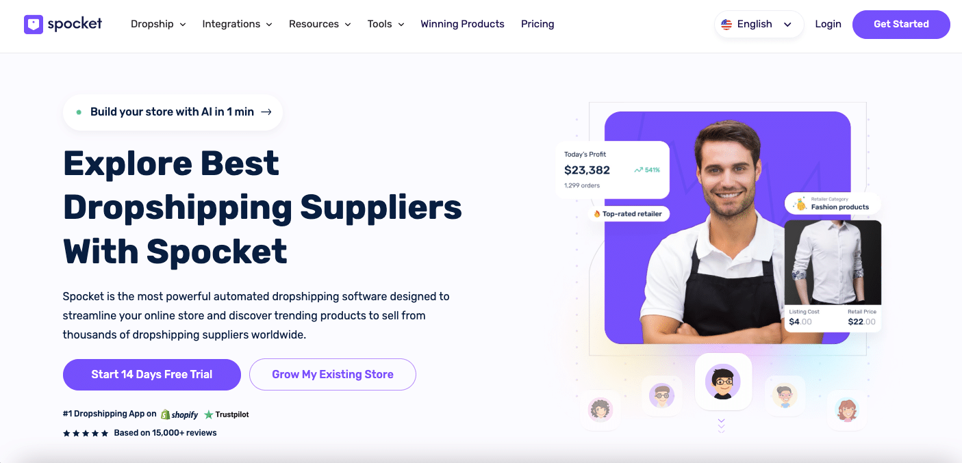 Spocket is well known for fast shipping and quality products